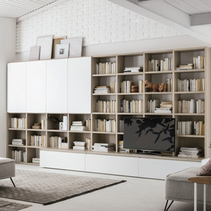 优嘉亿美现代简约开放式书柜定制整墙客厅转角书柜置物架书桌书柜组合定做