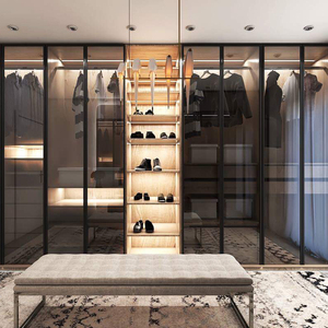 优嘉亿美卧室整体衣柜定制现代简约玻璃推拉门衣帽间定做全屋家具